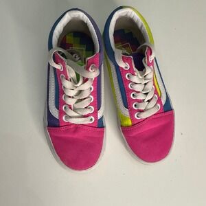 Vans Old Skool Girls Neon Color Block Shoe 12 Toddler Low Top Lace Up Yacht Club